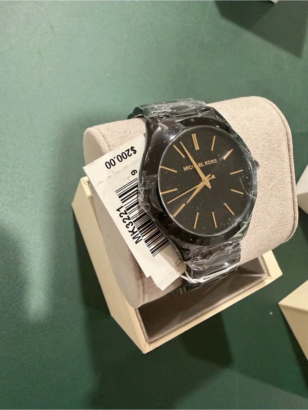 Michael Kors Black and Gold-Tone Link Bracelet Watch